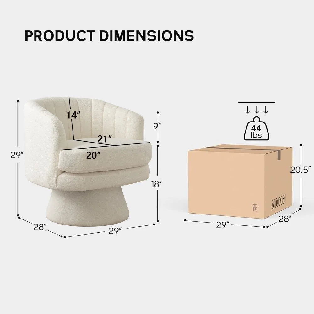 EBELLO 360 Degree Swivel Barrel Chair With Armrests