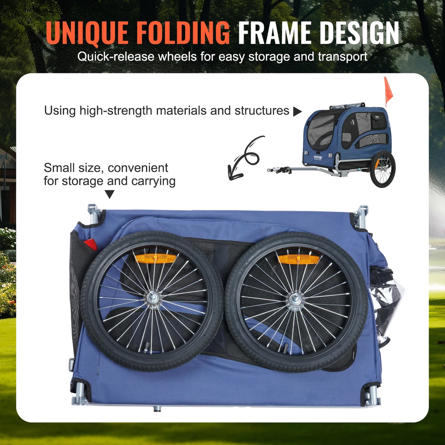 Dog Bike Trailer Carrier 100lbs Pet Cart With Reflectors And Flag
