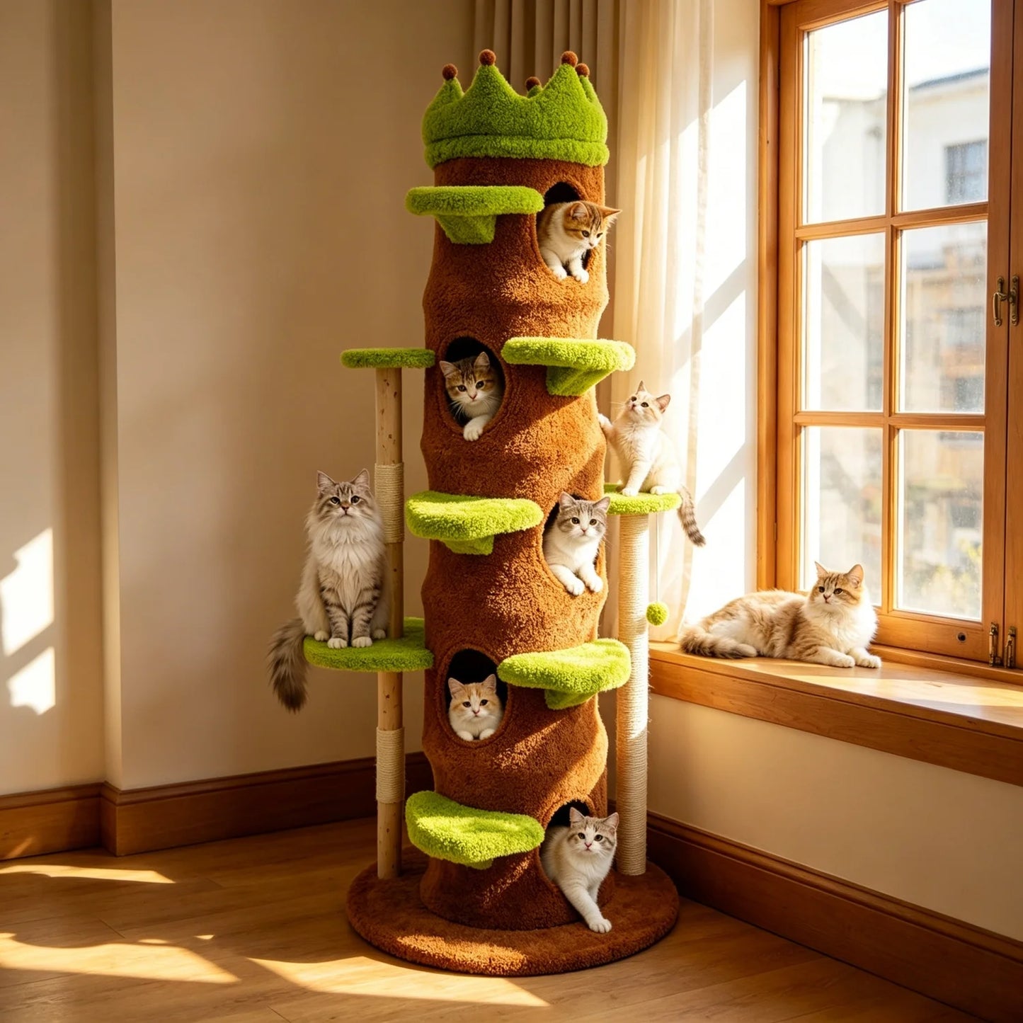 Indoor Cat Tree Tower With Cat Condo And Multi Tier