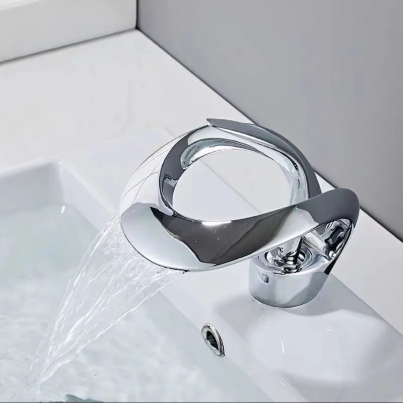 ALENARTWATER Solid Brass Basin Taps Single Handle Waterfall Faucet