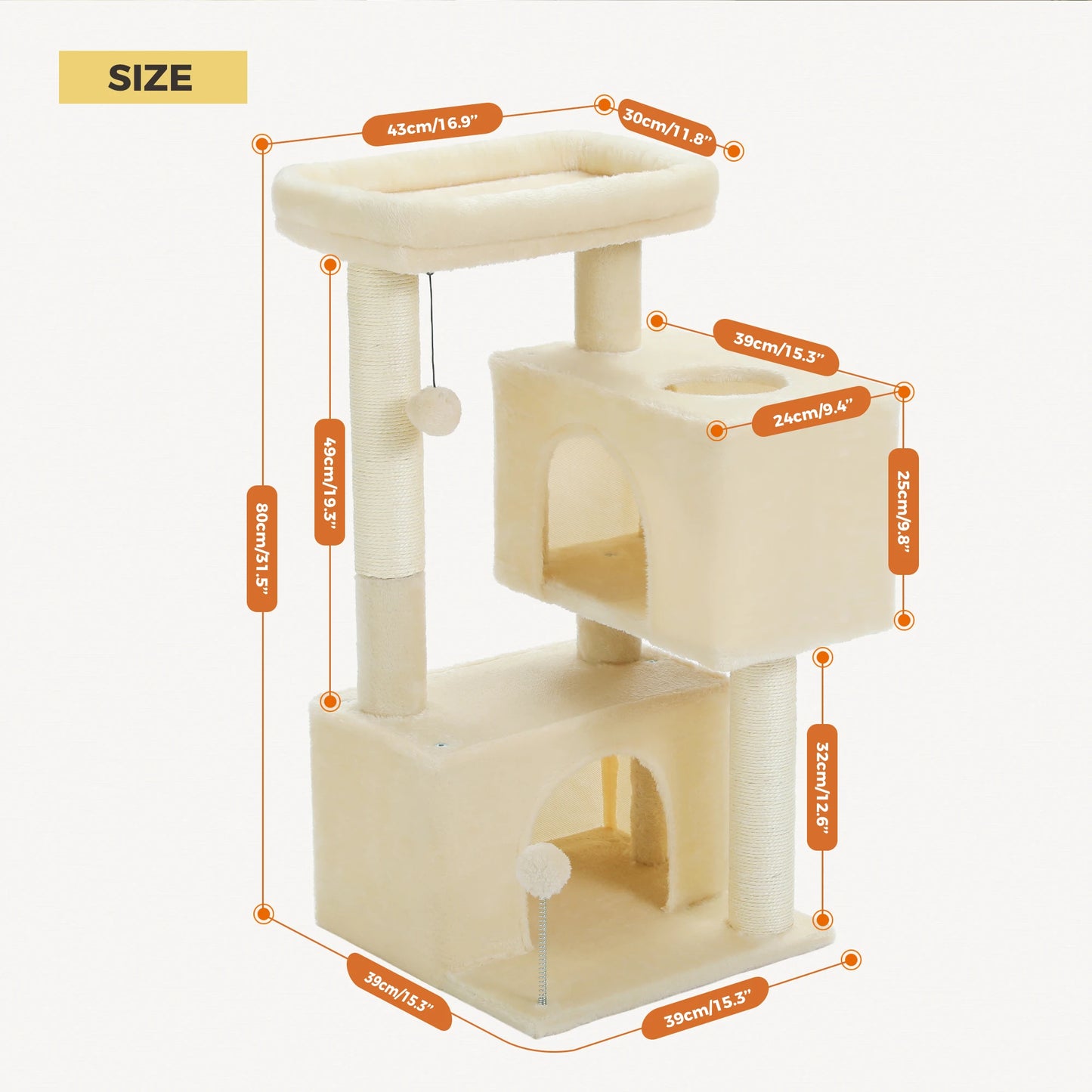 PAWZ Road Multi-Level Cat Tree Indoor Cat Tower With Condos Sisal Scratching Pad