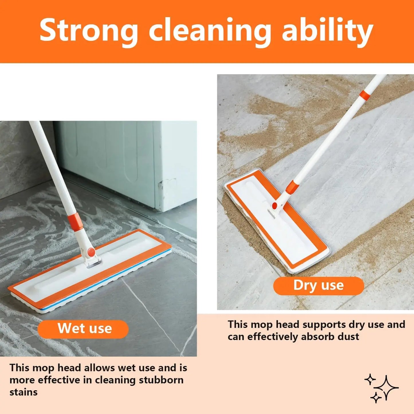 XMSJ Magic Sponge Mop With Flexible Head And Microfiber Pads