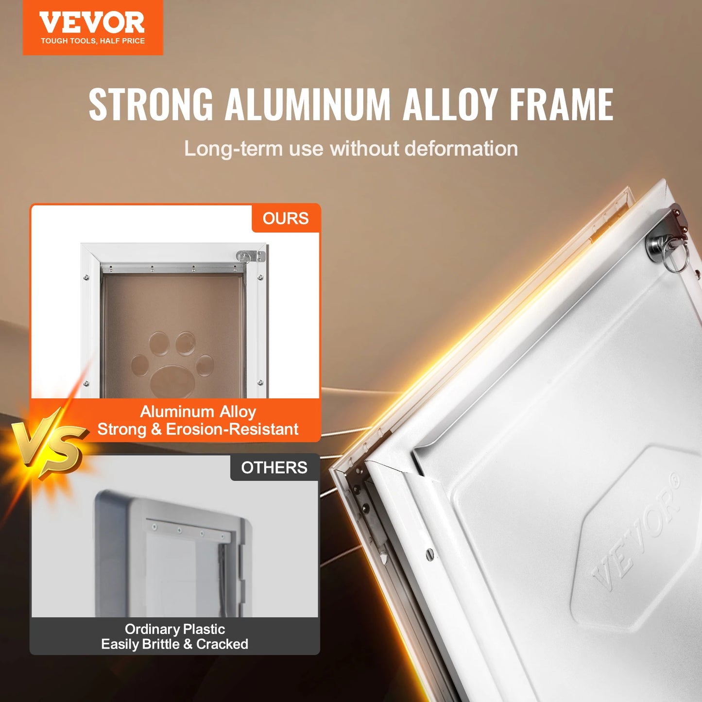 SucceBuy Weatherproof Pet Door Aluminum Frame With Lockable PVC Flap