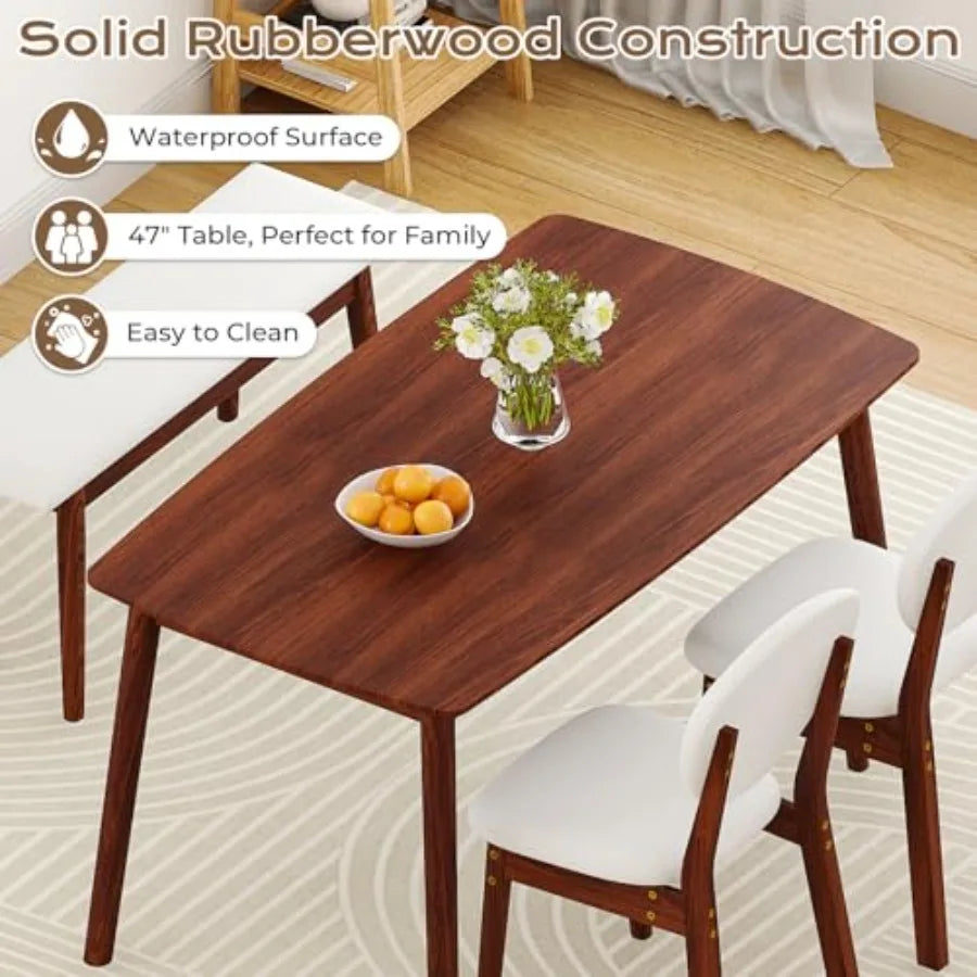 SHXI Wood Dining Table Set For Four Mid Century Modern