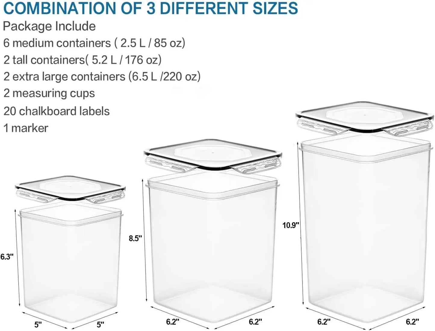 Airtight Food Storage Containers Set With Labels 10 Pack