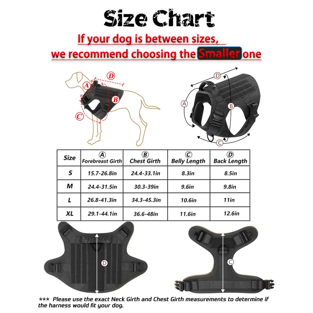 PETRAVELCN Tactical Dog Harness Vest For Large Dogs No Pull