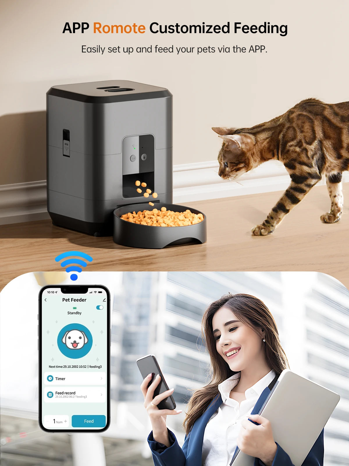 Cat Mom Timed Automatic Feeder With App Control