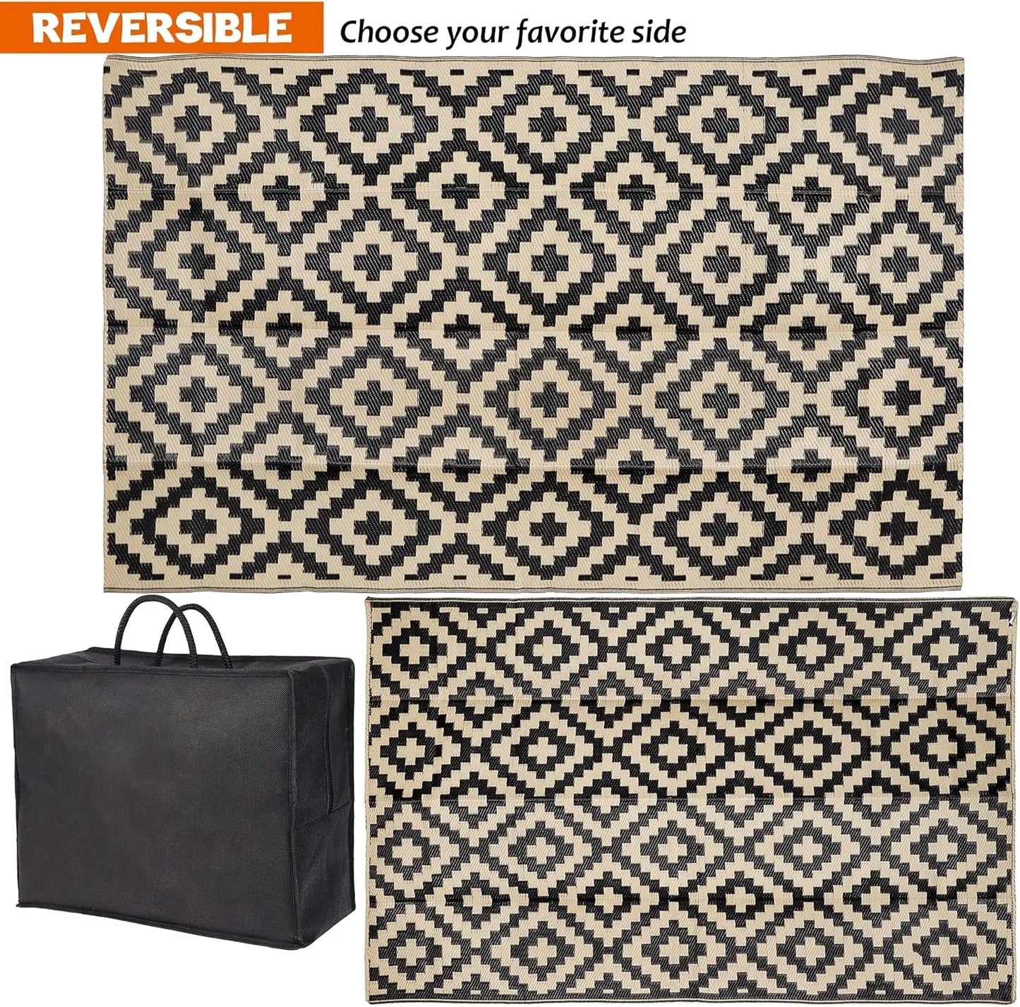 Waterproof Outdoor Rug Reversible Plastic Mat For Patio And Backyard