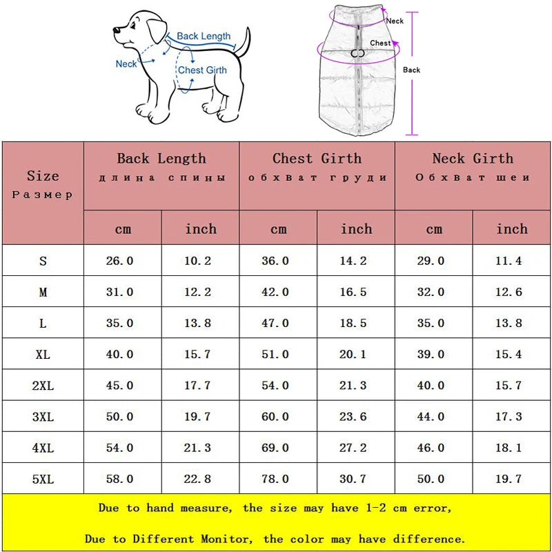 Padded Winter Dog Vest Jacket Waterproof Zipper Coat