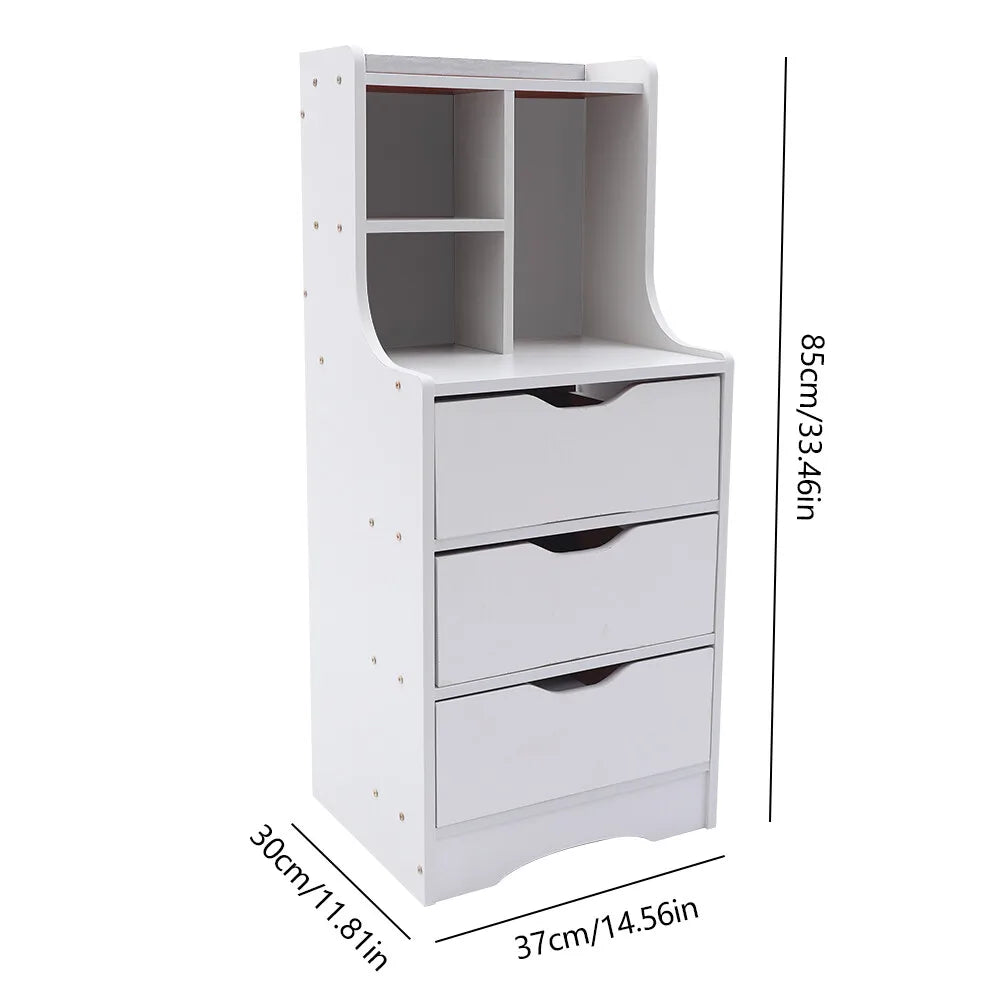 Bymaocar Three-Drawer Nightstand With Open Shelf For Bedside