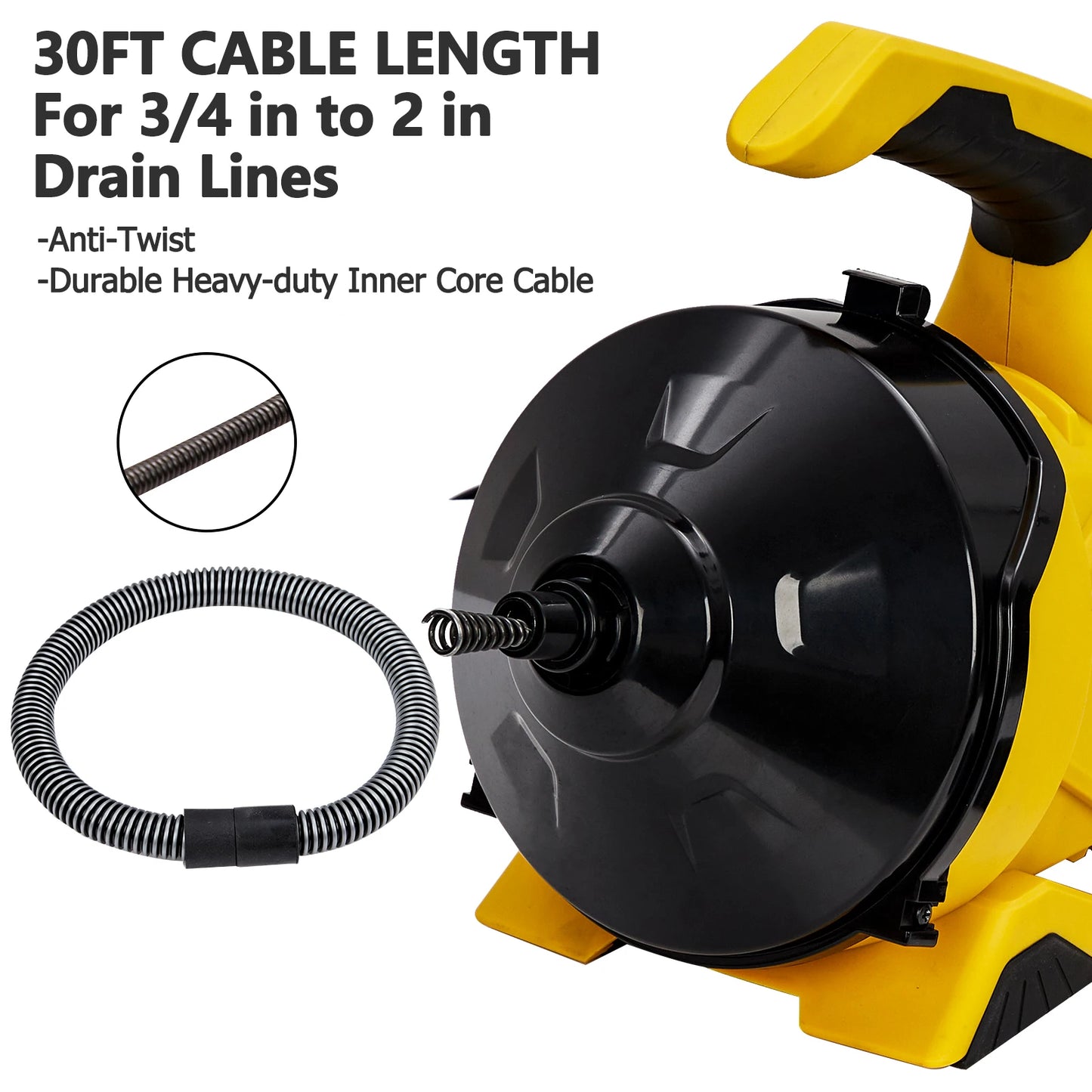 HiMISS Auto Feed Drain Cleaner Auger With Foot Switch