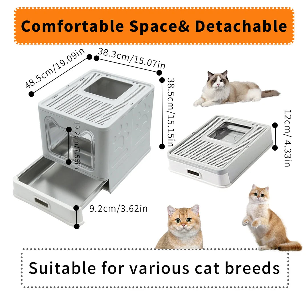 Bingopaw Detachable Enclosed Cat Litter Box Front Entry Scoop