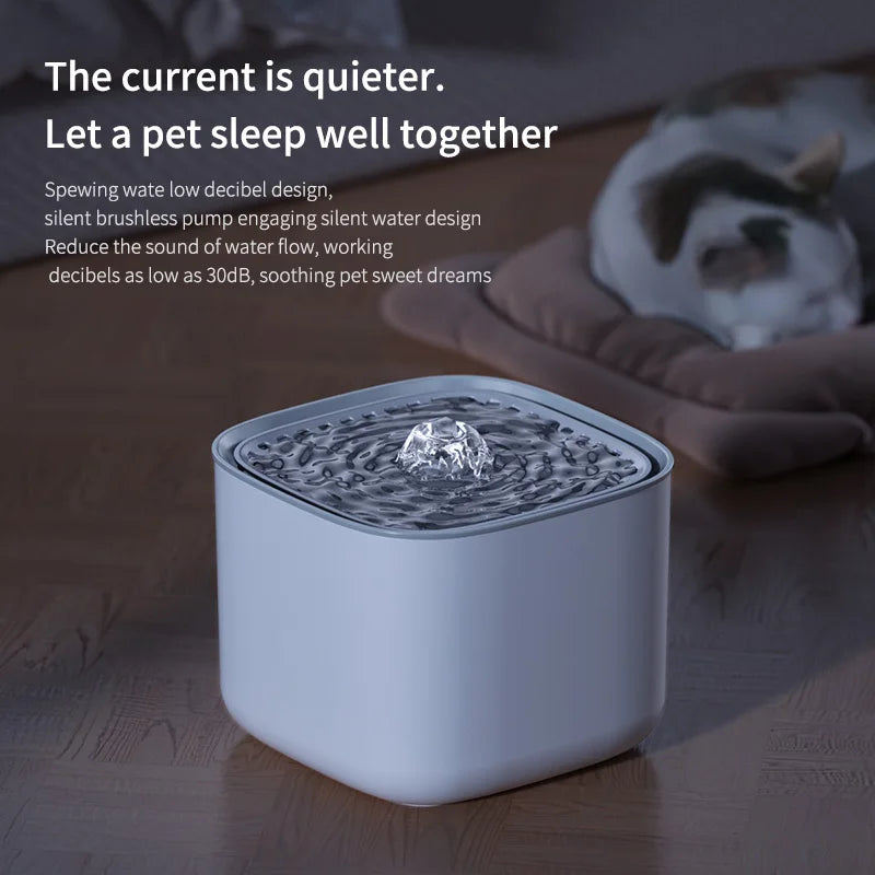 Cat Water Fountain Auto Recirculating Filter USB Quiet