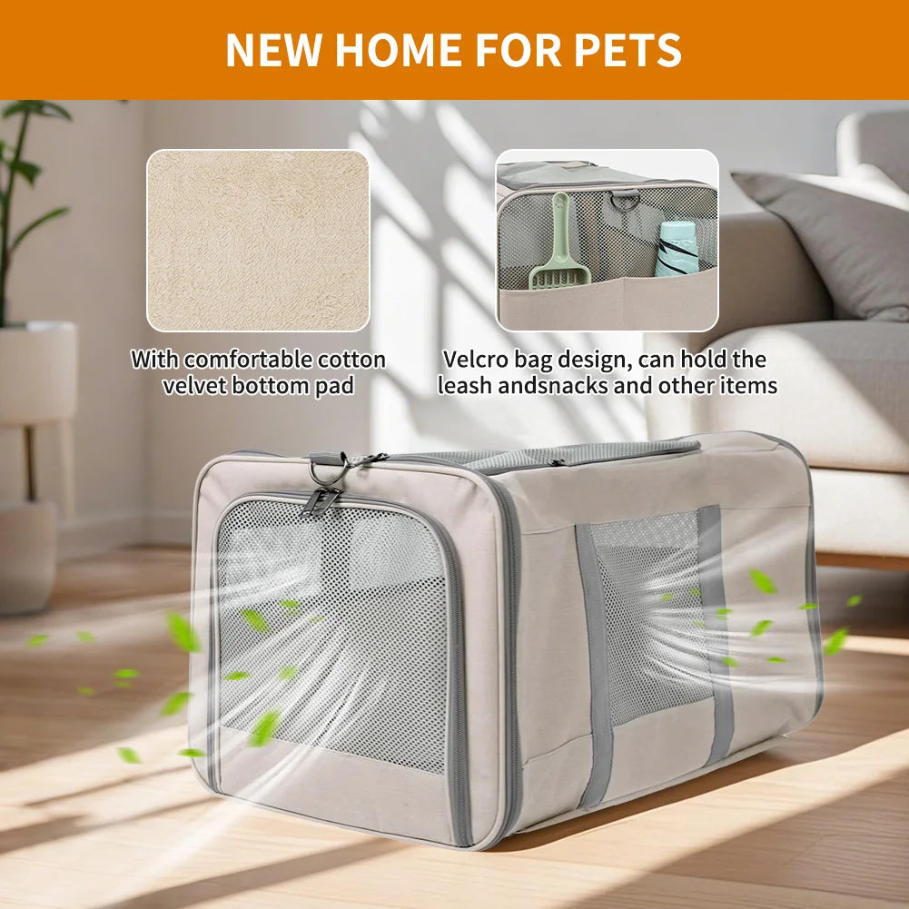Cat Transport Carrier With Wheels For Two Cats Safety Belts