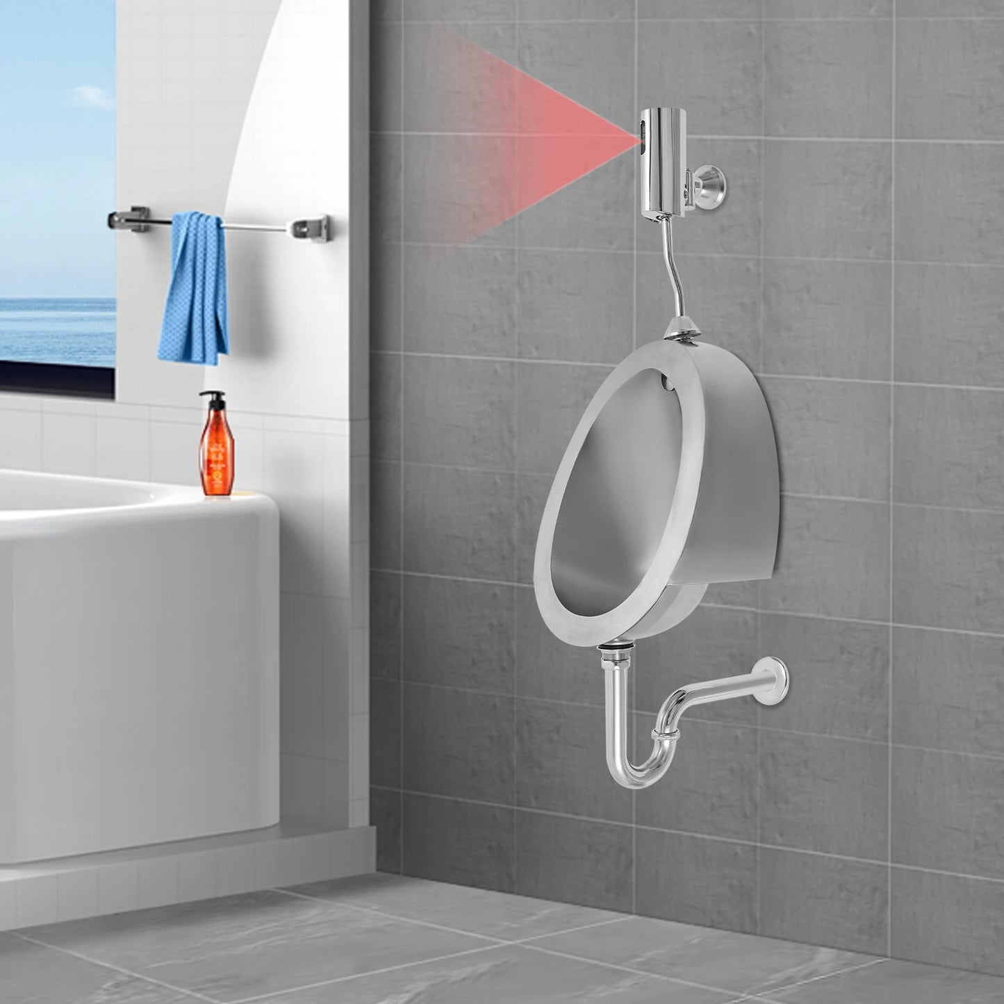 Stainless Steel Wall Mounted Sensor Urinal For Commercial Restrooms