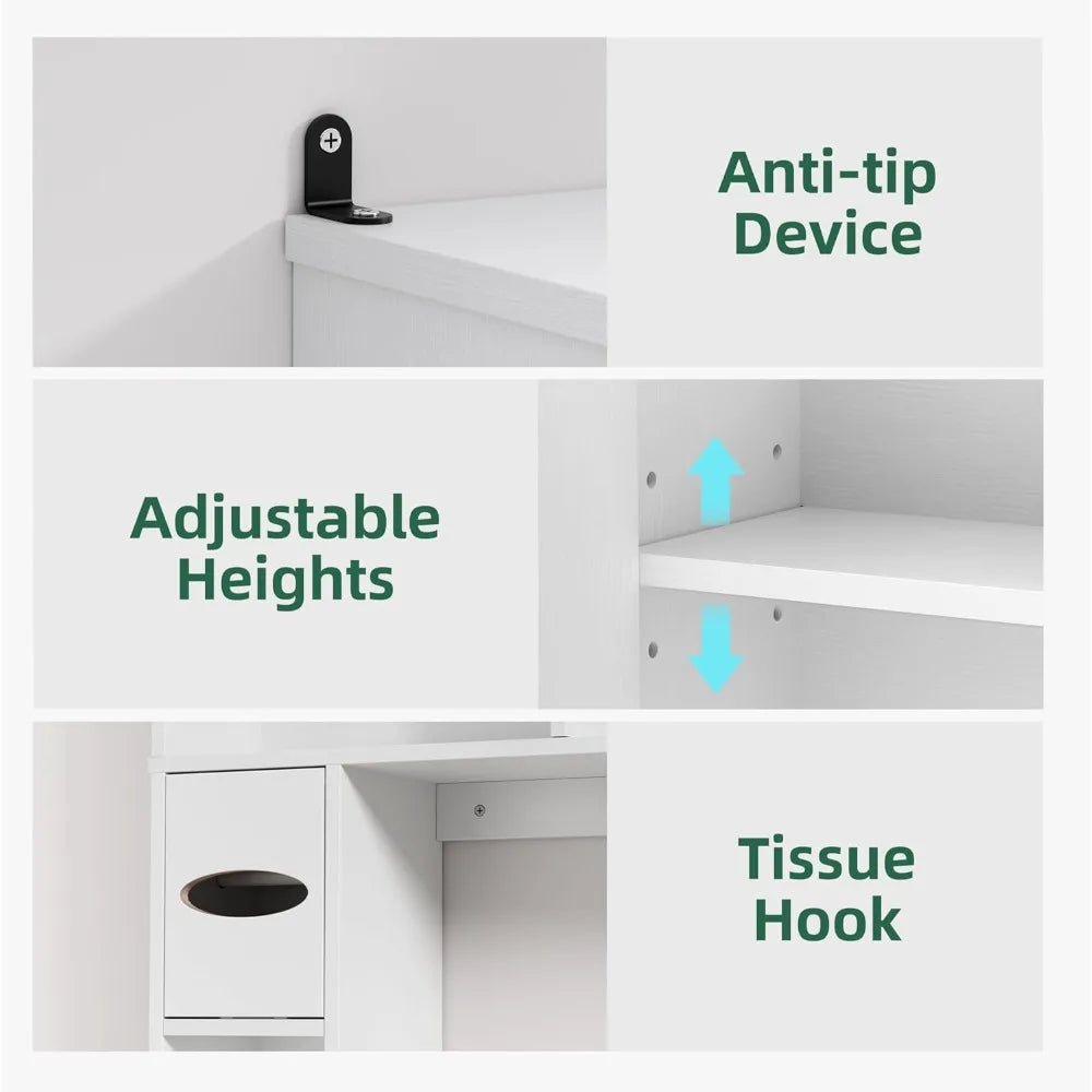 Over Toilet Storage Cabinet With Two Doors And Adjustable Shelves