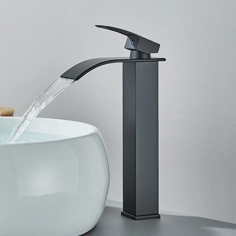 Rozin Deck Mounted Single Lever Basin Faucet Waterfall Brass
